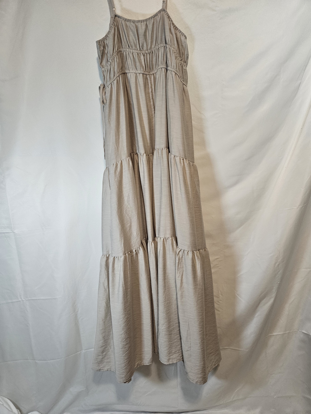 Blu Pepper Taupe Tiered Maxi Dress with Spaghetti Straps - Picture 4 of 8